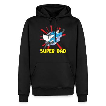 Happy Fathers Day Super Papa Vatertag Super Dad Pa - Männer Premium Bio Hoodie - Schwarz - Vorne - Nico (187cm)