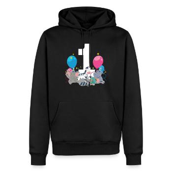 1. Geburtstag Baby Eins 1 Waldtiere - Männer Premium Bio Hoodie - Schwarz - Vorne - Nico (187cm)