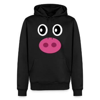Porc rose - Sweat à capuche Premium bio Homme - noir - Devant - Nico (187cm)