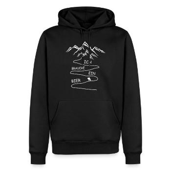 Lustiger Spruch Berg Wandern Trekking Bier - Männer Premium Bio Hoodie - Schwarz - Vorne - Nico (187cm)