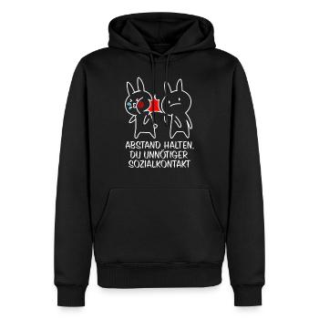 Abstand halten Du Unnötiger Sozialkontakt - Hasen - Männer Premium Bio Hoodie - Schwarz - Vorne - Nico (187cm)