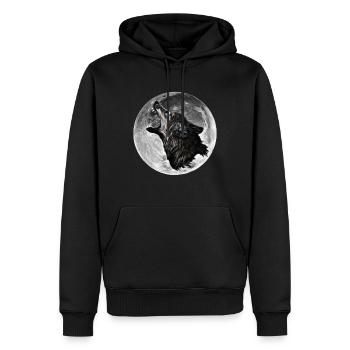 Wolf - Männer Premium Bio Hoodie - Schwarz - Vorne - Nico (187cm)