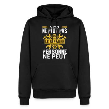 Papi bricolage tee shirt grandpere homme humour - Men’s Premium Organic Hoodie - black - Front - Nico (187cm)