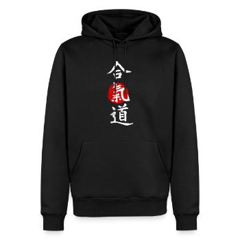 Japanische Aikido Kanji - Kampfkünstler - Männer Premium Bio Hoodie - Schwarz - Vorne - Nico (187cm)