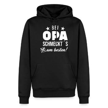 Bei Opa schemekts am besten - Männer Premium Bio Hoodie - Schwarz - Vorne - Nico (187cm)
