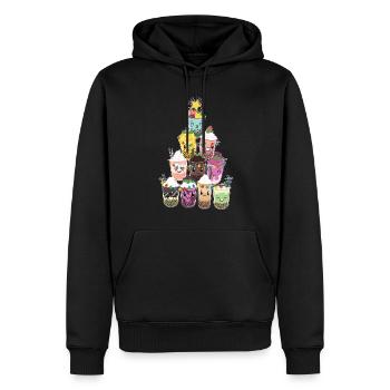 Bubble Tea Christmas Tree - Men’s Premium Organic Hoodie - black - Front - Nico (187cm)