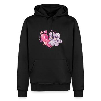 Nette Koalabären Familie die ein Herz umarmt - Männer Premium Bio Hoodie - Schwarz - Vorne - Nico (187cm)