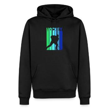 Eishockey Vintage mehrfarbig Eishockeyspieler - Männer Premium Bio Hoodie - Schwarz - Vorne - Nico (187cm)