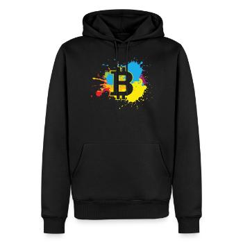 Bitcoin EauBTC Crypto Moon - Sweat à capuche Premium bio Homme - noir - Devant - Nico (187cm)