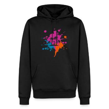 Vacances Taches colorées - Sweat à capuche Premium bio Homme - noir - Devant - Nico (187cm)