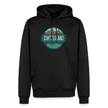 Schweizer Berge und Alpen Schweiz - Männer Premium Bio Hoodie - Schwarz - Vorne - Nico (187cm)