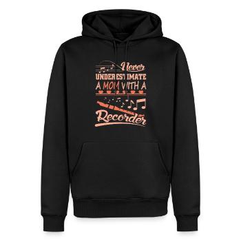 Flûte à bec mère - Sweat à capuche Premium bio Homme - noir - Devant - Nico (187cm)