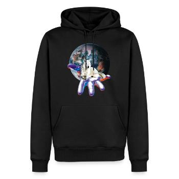 Wolf - Männer Premium Bio Hoodie - Schwarz - Vorne - Nico (187cm)