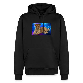 Lion Polygone - Sweat à capuche Premium bio Homme - noir - Devant - Nico (187cm)