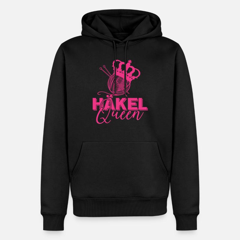 Häkel Queen Garn Stricknadel Handarbeit - Männer Premium Bio Hoodie - Schwarz