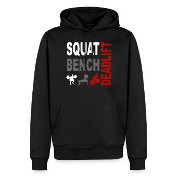 Kraftsport Bodybuilding Squat Bench Deadlift - Männer Premium Bio Hoodie - Schwarz - Vorne - Nico (187cm)