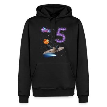5ème anniversaire - Sweat à capuche Premium bio Homme - noir - Devant - Nico (187cm)