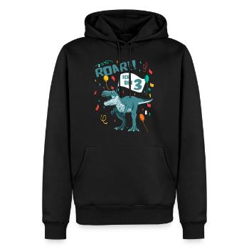 3ème anniversaire d’anniversaire des dinosaures - Sweat à capuche Premium bio Homme - noir - Devant - Nico (187cm)