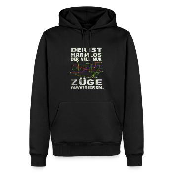 Fahrdienstleiter , Eisenbahner und Weichenwärter - Männer Premium Bio Hoodie - Schwarz - Vorne - Nico (187cm)