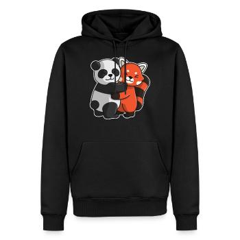 red Panda and Panda bear cute Hug Cuddle Animals - Men’s Premium Organic Hoodie - black - Front - Nico (187cm)