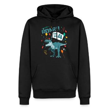 4. Geburtstag Kindergeburtstag Dinosaurier - Männer Premium Bio Hoodie - Schwarz - Vorne - Nico (187cm)