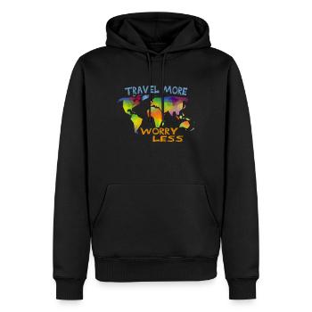 Travel more - Sweat à capuche Premium bio Homme - noir - Devant - Nico (187cm)