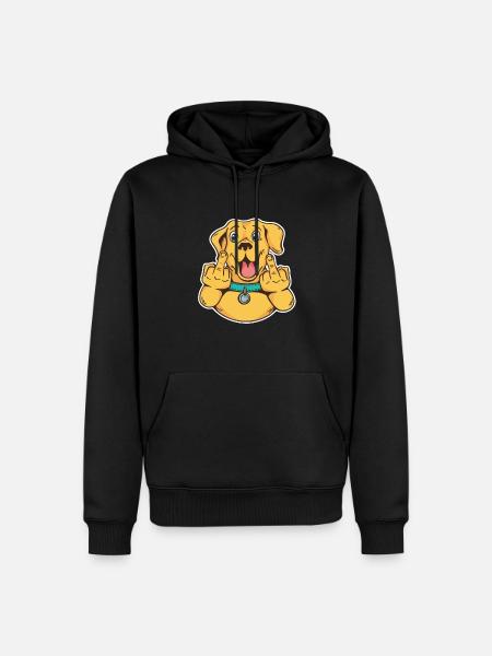 Chiens amoureux chiens Chiens Doigts moyens Fuck You - Sweat à capuche Premium bio Homme - noir