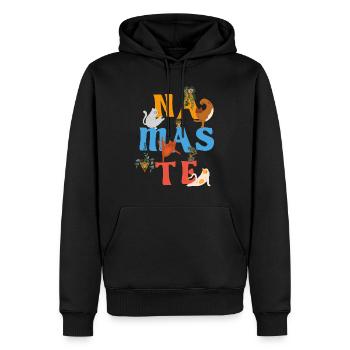 Namaste Katzen Yoga Meditation - Männer Premium Bio Hoodie - Schwarz - Vorne - Nico (187cm)
