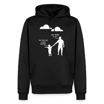 Dad What Are Clouds Made Of, Linux Servers Mostly3 - Men’s Premium Organic Hoodie - black - Front - Nico (187cm)