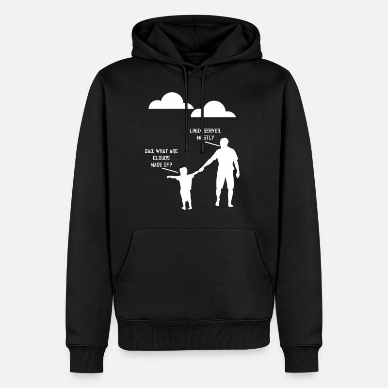 Dad What Are Clouds Made Of, Linux Servers Mostly3 - Männer Premium Bio Hoodie - Schwarz