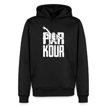 Parkour culture corporelle Outdoor Workout - Sweat à capuche Premium bio Homme - noir - Devant - Nico (187cm)