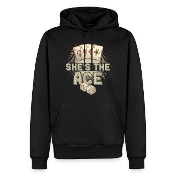 Poker Ass Pokerkarten Pokern Casino - Männer Premium Bio Hoodie - Schwarz - Vorne - Nico (187cm)