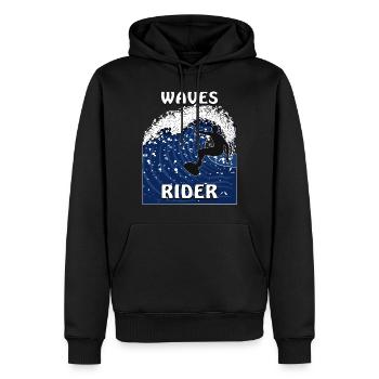 SURF WAVES RIDER - Sweat à capuche Premium bio Homme - noir - Devant - Nico (187cm)