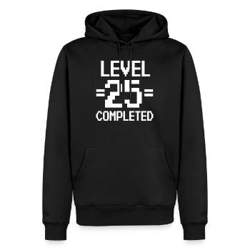 25. Geburtstag Retro Level 25 Jahre Party - Männer Premium Bio Hoodie - Schwarz - Vorne - Nico (187cm)