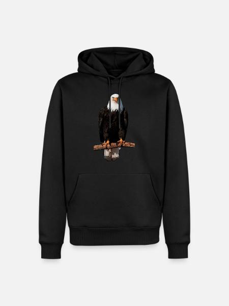 Adlermotiv Tiermotiv - Männer Premium Bio Hoodie - Schwarz
