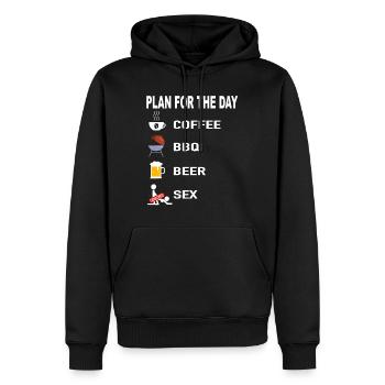 Barbecue Daily Plan Coffee Grilling Beer Sex - Men’s Premium Organic Hoodie - black - Front - Nico (187cm)