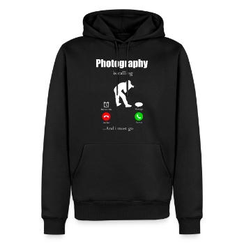 Caméra photo Reflex Objective Photo Camera - Sweat à capuche Premium bio Homme - noir - Devant - Nico (187cm)