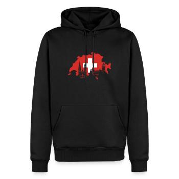 Suisse Drapeau - Sweat à capuche Premium bio Homme - noir - Devant - Nico (187cm)