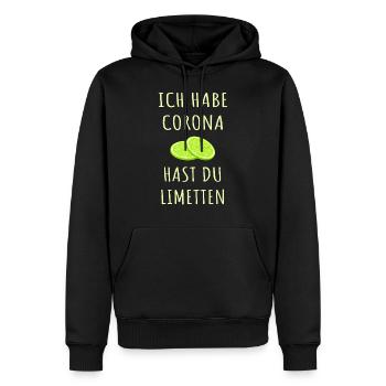 Corona Limetten Spruch - Männer Premium Bio Hoodie - Schwarz - Vorne - Nico (187cm)