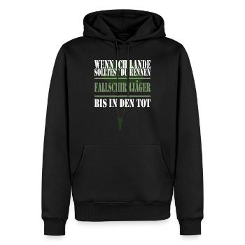 Fallschirmjäger Bundeswehr Sprüche Militär - Männer Premium Bio Hoodie - Schwarz - Vorne - Nico (187cm)