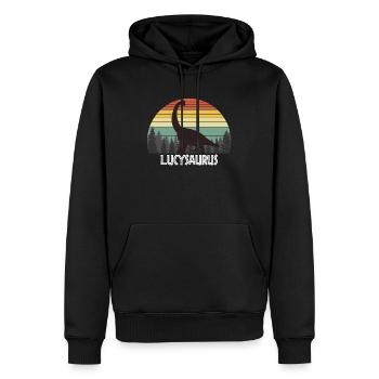 LUCYSAURUS LUCY SAURUS LUCY DINOSAUR - Sweat à capuche Premium bio Homme - noir - Devant - Nico (187cm)