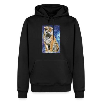 Tiger Polygone - Sweat à capuche Premium bio Homme - noir - Devant - Nico (187cm)