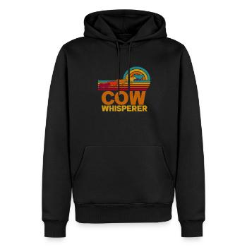 Colorful nostalgic retro farmer COW WHISPERER - Men’s Premium Organic Hoodie - black - Front - Nico (187cm)