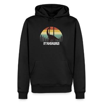 RYANSAURUS RYAN SAURUS RYAN DINOSAUR - Männer Premium Bio Hoodie - Schwarz - Vorne - Nico (187cm)