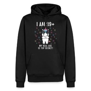 40e anniversaire 40 ans 1981 - Sweat à capuche Premium bio Homme - noir - Devant - Nico (187cm)