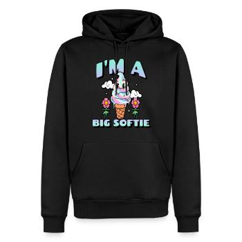 I’M A BIG SOFTIE - Sweat à capuche Premium bio Homme - noir - Devant - Nico (187cm)