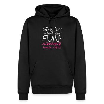 Girls just want to have fundamental human rights ! - Sweat à capuche Premium bio Homme - noir - Devant - Nico (187cm)