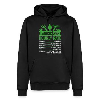 Paysagiste - Jardinier Salaire horaire Drôle - Sweat à capuche Premium bio Homme - noir - Devant - Nico (187cm)
