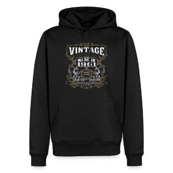 Vintage Made in 1961 Limited Edition 100% Awesome - Men’s Premium Organic Hoodie - black - Front - Nico (187cm)