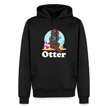 Loutres - Sweat à capuche Premium bio Homme - noir - Devant - Nico (187cm)